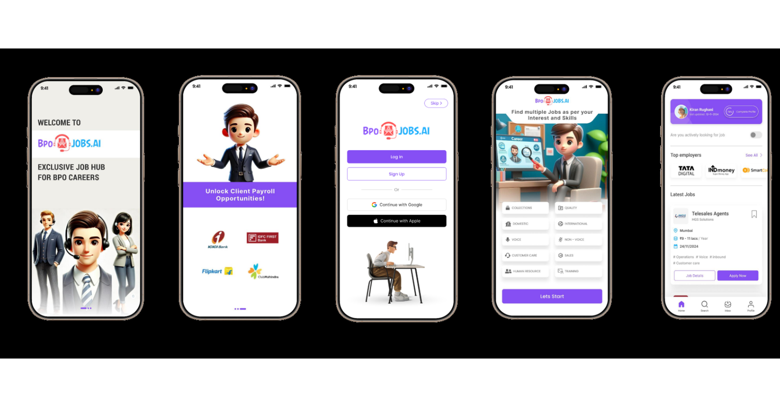 BpoJobs.ai App Screens